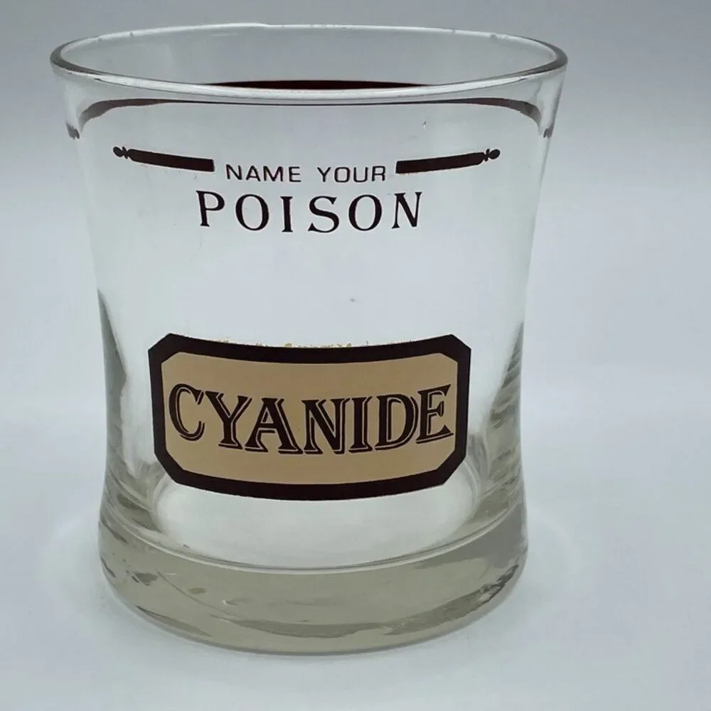 Neiman Marcus CERA Name Your Poison Double Old Fashioned Glass Cyanide Hemlock